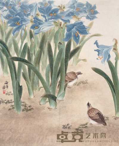任海宁 花下小憩 镜心 68×68cm